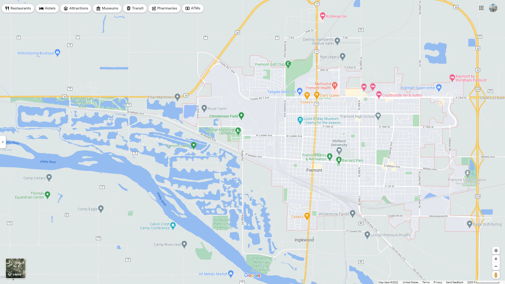 Fremont Nebraska Map